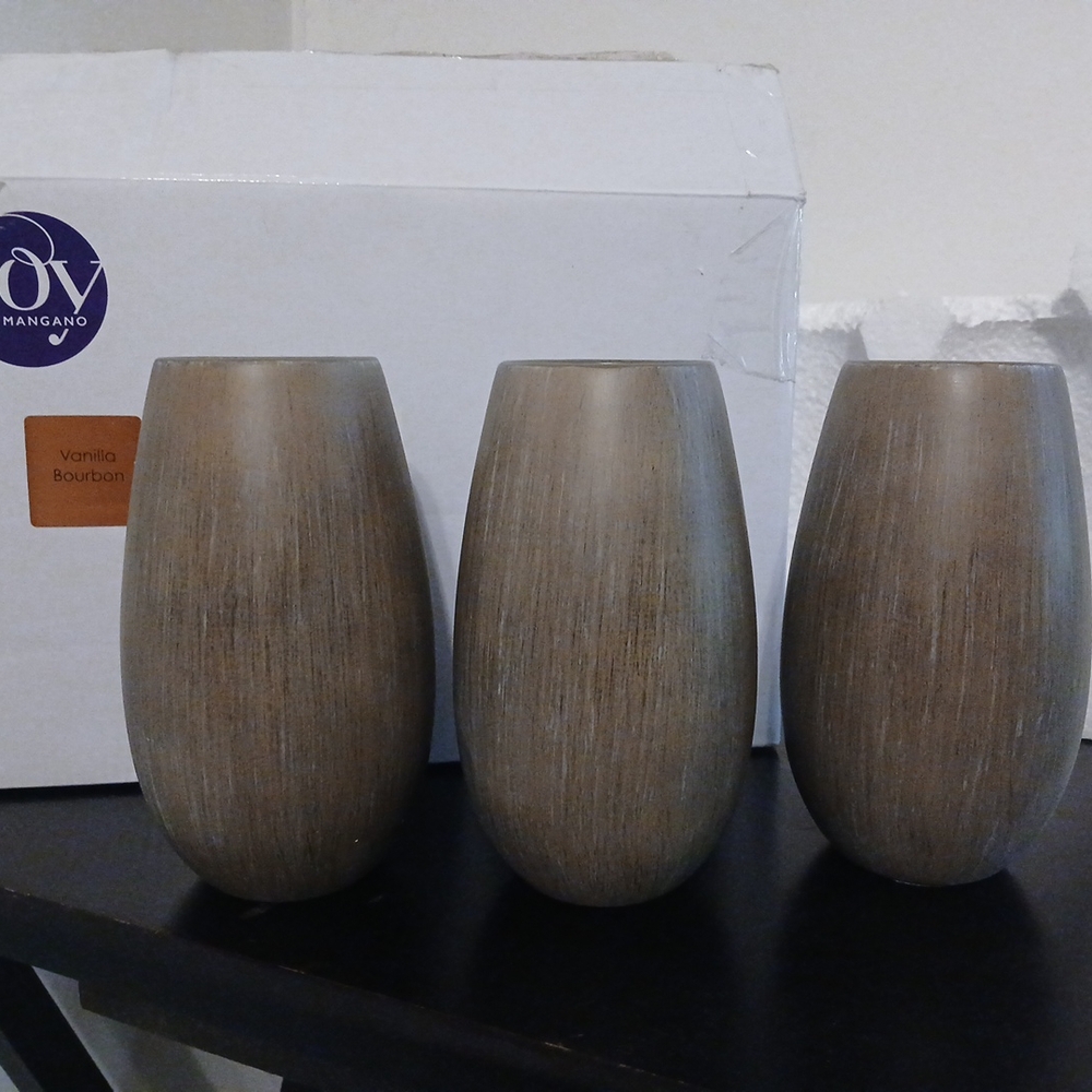 Set of Three OV Mangano Vanilla Bourbon Vases